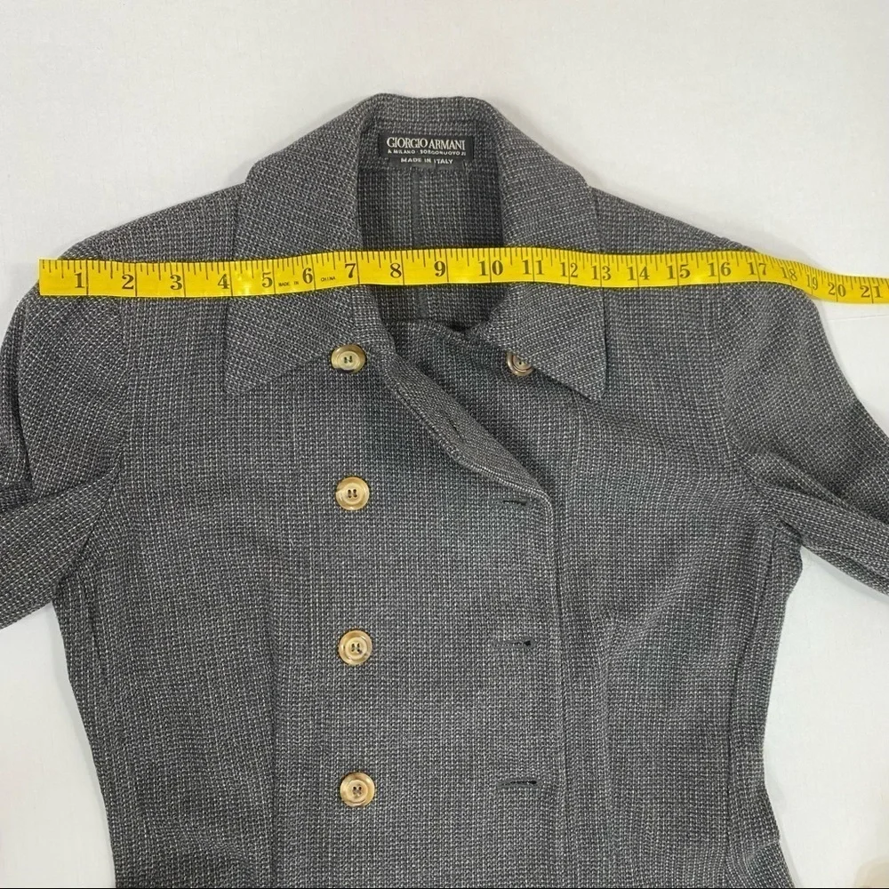 Vintage Giorgio Armani Giacca Donna Double Breasted Charcoal Gray Knit Blazer - Picture 8 of 13